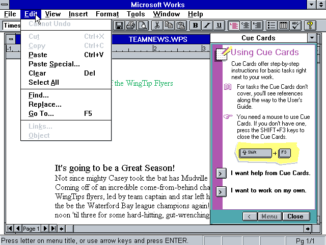 Microsoft Works 3 Win - Word Processor